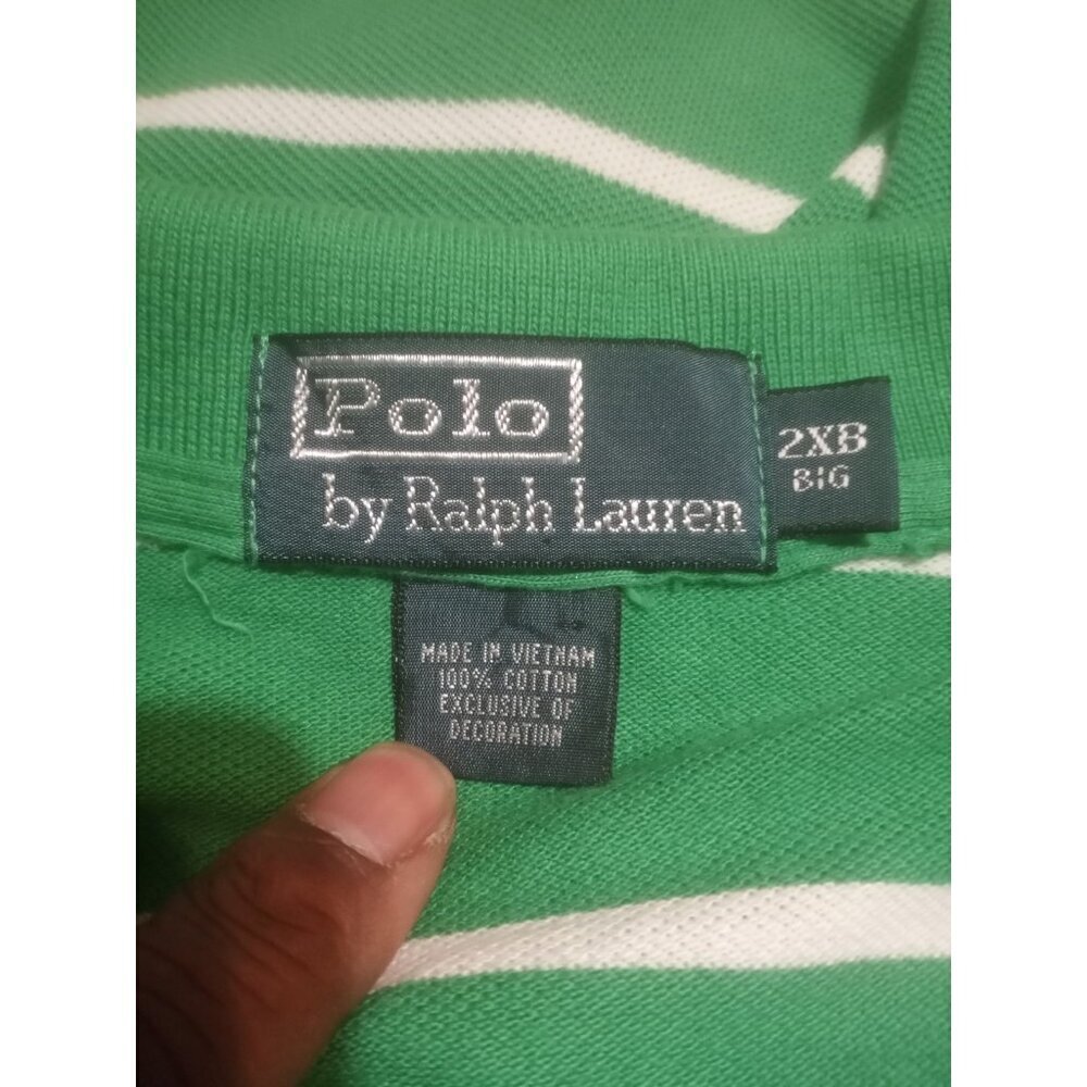 Polo Ralph Lauren Men's Size XXL BIG 2xb Shirt Green White Stripe Golf Pony y2k - Picture 8 of 11